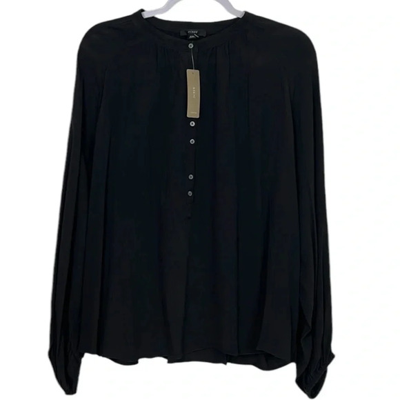 Banana Republic New Women’s XXL Black Half Button Up Long Sleeve Flowy Blouse - Picture 1 of 7